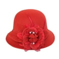 thumbnail image 2 of Pavied Bucket Hats Sun Hats Women Fashion Beret French Style Painter Hat Cap Vintage Warm Party Top Hat Fedora Hats Hats for Women Red One Size, 2 of 2