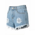 thumbnail image 7 of Plcasen Women's Denim Shorts Summer Casual Low Waisted Frayed Raw Hem Ripped Denim Jean Shorts, 7 of 7