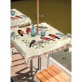 thumbnail image 2 of Outdoor Tablecloth with Umbrella Hole for Patio/Picnic/Party/Camping, Rustic Cardinal Bird Waterproof Table Cloth Square Cover Washable, Country Leaves Branches Berries Pink (60"x 60"), 2 of 9