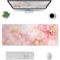 thumbnail image 2 of Pink Gold Marble Gaming Mouse Pad, Luxury Waterproof and Non-Slip Mousepad, Extended XL 31.5 x 11.8inches Desk Mat, 3mm Thick Rubber Base Desk Pad for Office Home, 2 of 7