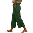 thumbnail image 3 of Dvprdro Loose Fit Capri Pants for Women Cotton Drawstring Elastic Waist Side Pockets Solid Summer Casual, 3 of 8