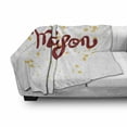 thumbnail image 3 of Madison Soft Flannel Fleece Blanket, Modern Calligraphy Design Hand Drawn Cursive Letters Common Girl Name Pattern, Cozy Plush for Indoor and Outdoor Use, 50" x 60", Ruby and Mustard, by Ambesonne, 3 of 6