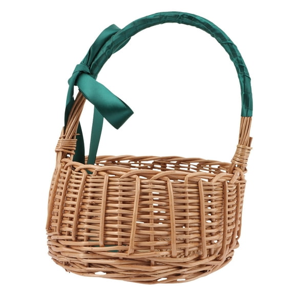 WORGEOUS Woven Handle Wicker Basket Sturdy Fine Craft Child