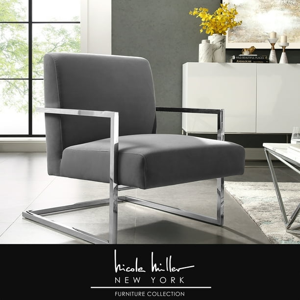 Nicole Miller Frankie Accent Chair Upholstered Metal Frame Square Style Com Nicole Miller Frankie Accent Chair, Nicole Miller Dining Chairs