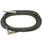 Right Angle to Straight 1/4 Instrument Cable 20 ft long - BLACK