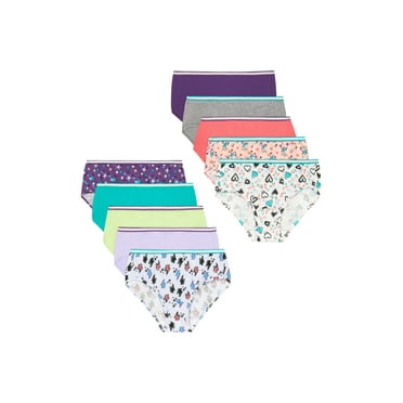 Hanes Girls' Tagless Super Soft Cotton Brief Underwear, 10 Pack