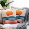 thumbnail image 2 of Waterproof Throw Pillow Covers Set of 2, 20x20 Inch Orange Blue Stripe Decorative Pillowcases Outdoor Pillow Slip Cushion Covers Set for Couch Tent Watercolor Minimalist Abstract, 2 of 7