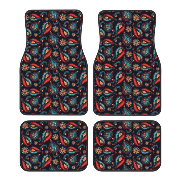 Fotbe Paisley1 Juego de 4 Tapetes para Auto con Estampado – Alfombrillas de Goma Reforzada, Diseño Antideslizante, Protección para Todo el Año – Vehículos, Autos, Camionetas y SUVs