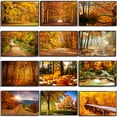 thumbnail image 2 of Póster de lienzo con decoración de otoño, hojas amarillas, vista de otoño, arte de pared, impresión, pintura de puente, imagen de Halloween, decoración del hogar para sala de estar, 2 of 5