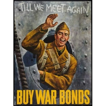 War Propaganda Soldier Waving War Bonds Poster 24in x 36in Art Poster 24x36 Square Adults Z Posters