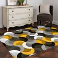 thumbnail image 3 of Yellow Black Wavy Area Rugs 3x5 ft Medieval Abstract White Grey Yellow Black Texture Washable Rug Non Slip Indoor Carpet Absorbent Floor Mat for Living Room Bedroom Dining Room, 3 of 9