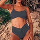 thumbnail image 2 of Traje de baño de dos piezas con tirantes cómodos y sin espalda con bloques de color para mujer OAVQHLG3B Store lin121212, 2 of 4