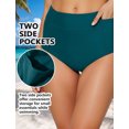 thumbnail image 4 of FEOYA Bikini Bottoms for Women Tummy Control Ladies High Waisted Swim Shorts Full Coverage Bathing Suit with Pockets Summer Swimwear for Gym Swimming Active Yoya L Green, 4 of 7