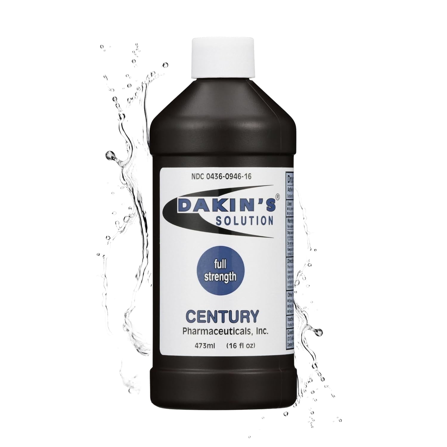 Dakin's Solution Full-Strength 0.5% Sodium Hypochlorite Wound Cleanser for Acute and Chronic Wounds, Antimicrobial No-Rinse Formula, 16 oz