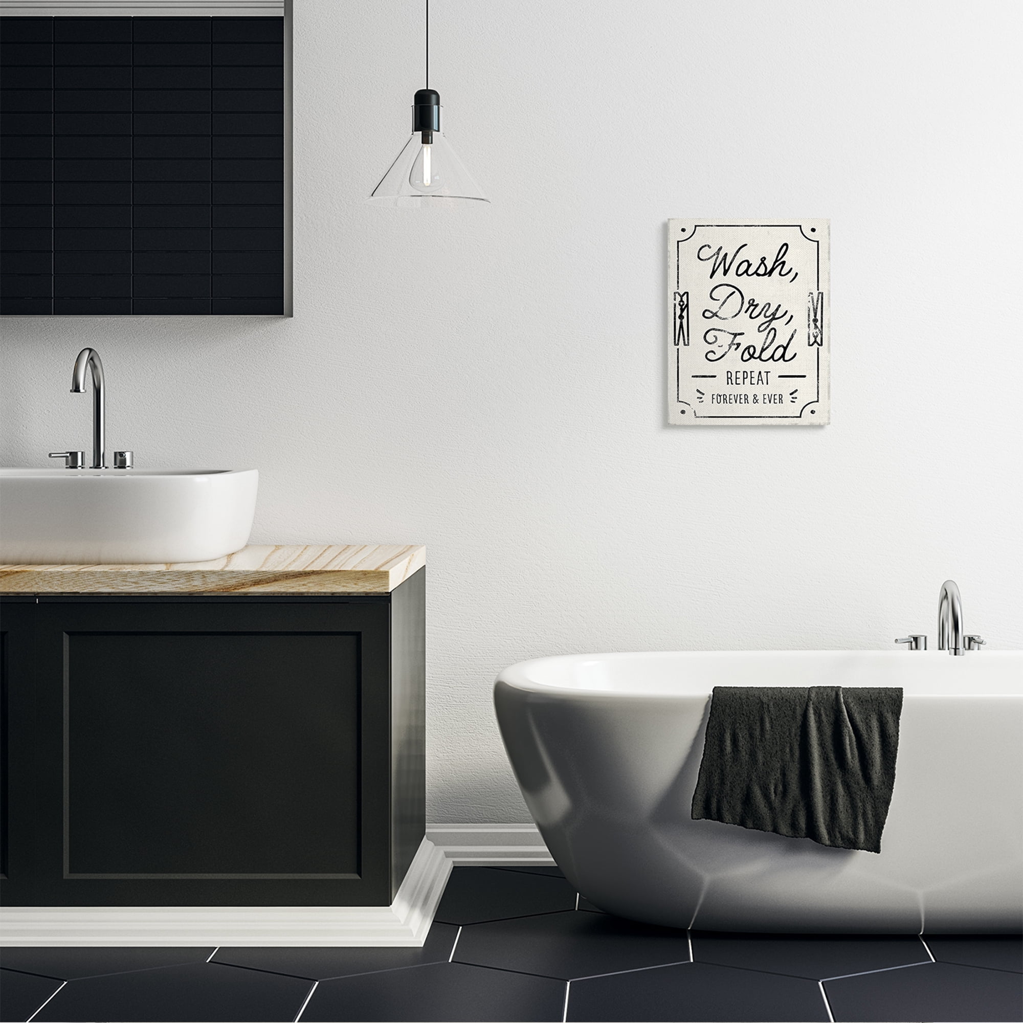 Stupell Industries Charming Retro Laundry Wash Dry Fold Repeat Canvas Wall Art by Victoria Barnes