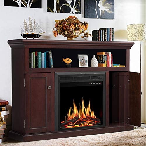 Electric Fireplace TV Stand Wood Mantel for TV Up to 55 Media Entertainment  Center Fireplace Console Cabinet w/LED Flames Storage Bin Touch Screen  Remote Control 750W-1500W Dark Espresso - Walmart.com