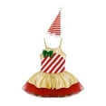 thumbnail image 3 of Yruioon Girls Christmas Ballet Dance Dress Xmas Santa Figure Ice Skating Costume Striped Leotard Red 4, 3 of 7