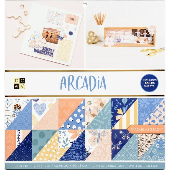 DCWV Double-Sided Cardstock Stack 12"X12" 36/Pkg-Arcadia, W/Copper Foil