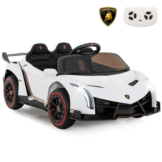 Costway Licensed Lamborghini 4WD Kids Ride-on Sports Car 12V Electric Vehicle with Remote White