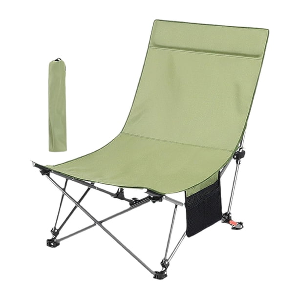 Silla de camping reclinable de 4 niveles con bolsa de transporte y plegable compacta. Verde