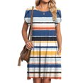 thumbnail image 1 of Jusqu'à 65 % de Rabais! Robes d'Été Mode pour Femmes 2024 Grande Taille Décontractées à Col Rond à Manches Imprimé Floral avec Poche Robe Ample Longueur Genou, 1 of 4