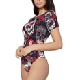 thumbnail image 2 of Balery Rose Flowers Women's Short Sleevee Crew Neck Bodysuit Tops Short Sleeve Tops Basic-X-Large, 2 of 9