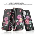 thumbnail image 2 of SaniMore Magnetic Detachable Wallet Case for Samsung Galaxy S22 Ultra, Flower Pattern RFID Blocking Cover Support Wireless Charging Card Slot Shoulder & Wrist Strap 360° Full Protective Shell, Black, 2 of 12