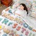 thumbnail image 4 of Castle Fairy Personalized Initial Alphabet 7-Piece Twin Bedding Sets for Teens Women Men,Cartoon Number Bedding Comforter Set,Plaid Stripes Stars Print Breathable Sheet Sets, 4 of 8