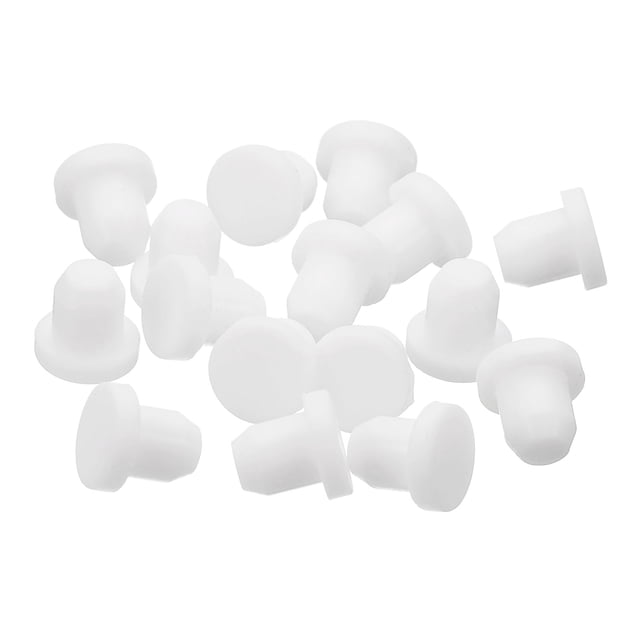 Uxcell 16Pcs White Rubber Stopper, 6.5mm Plug Holes for 6-6.3mm/0.24-0.25" Hole