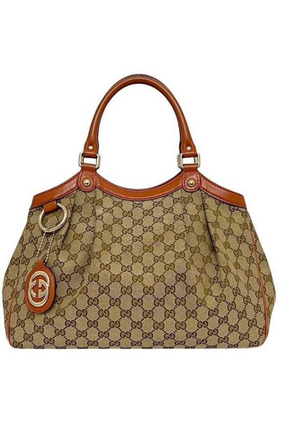 Pre-Owned Gucci tote bag, beige and orange, GG canvas, interlocking pattern, 211944, canvas...