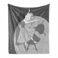 thumbnail image 1 of Retro Soft Flannel Fleece Blanket, Greyscale Style Hand Drawn Illustration of Dancing Ballerina Girl with Shadow, Cozy Plush for Indoor and Outdoor Use, 50" x 70", Pale Grey and Grey, by Ambesonne, 1 of 6