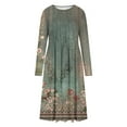 thumbnail image 4 of Fankiway Clair à Manches Longues Robes Femmes Casual Col Rond Manches Longues Pliage Imprimé Floral Robes Femmes Grande Taille de Dégagement, 4 of 5
