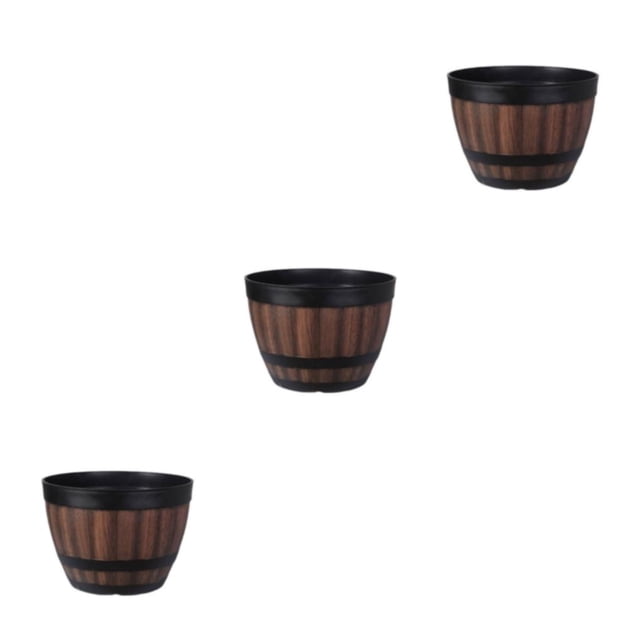yingyy 1/2/3/5 Imitation Barrels Flowerpot Household Yard Decoration Scene Layout Indoor Plant Pot Planter Rounded Bucket Backyard Decor type1 3PCS