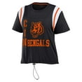 thumbnail image 2 of Women's WEAR by Erin Andrews Black Cincinnati Bengals Cinched Colorblock T-Shirt, 2 of 3