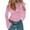 Pink, variant on SNKSDGM Black Long Sleeve Crop Top Y2K Long Sleeve Blouses for Women Casual Women Casual Solid Lace T Shirt Long Irregular Petal Sleeve V Neck Shirt Fit Blouse Pleated Crop Tops M