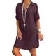 thumbnail image 5 of Puntoco Vestido De Manga Corta Con Cuello En V, Vestido De Mujer De Color Liso Con Cuello En V Y Manga Tres Cuartos Morado Xxl, 5 of 5
