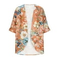 thumbnail image 4 of Abomasnow Lightweight Cardigan for Women Summer 3/4 Sleeve Chiffon Kimono Shrug Cardigans Blouses Beach Cover Ups Boho Floral Open Front Tops, 4 of 5