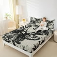 thumbnail image 4 of Manfei Moth Butterfly Twin Sheet Sets for Kid, Gothic Skull Skeleton Twin Fitted Sheet, Vintage Flower Floral Flat Sheet, Lightweight Room Decor, 3-Piece, 4 of 7