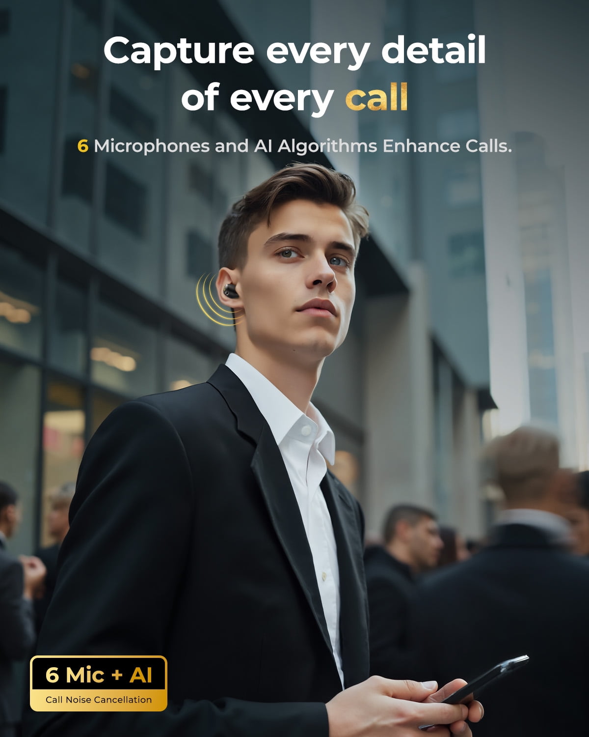 wegear TW7 Hybrid ANC True Wireless Stereo Earbuds,32 H Playtime Bluetooth Headphones, in Ear Earphones with 6Mics,Black