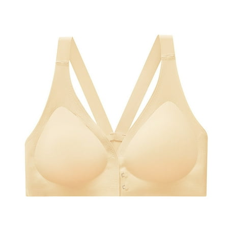 Running Sports Bras for Women Back-Smoothing Bra Feature V-Neck Balconette Bra Style W-50 Hook and Eye Closure Bra and Panty Sets Beige XL