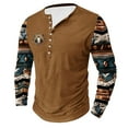 thumbnail image 2 of ZCFZJW Vintage Aztec Print Western Shirts for Men Trendy Oversized Casual Long Sleeve Patchwork Pullover Tops Big and Tall Regular Fit Graphic T-Shirts Khaki XXL, 2 of 5