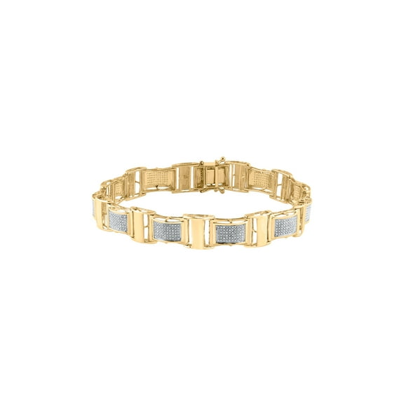 10kt Yellow Gold Mens Round Diamond Link Bracelet 1-1/4 Cttw