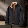 thumbnail image 2 of Men's Sherpa Lined Jackets Loose Long Sleeve Stand Collar Coats for Men Winter Fleece Lined Full Zip Up Jackets (Black 3XL), 2 of 6