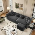 thumbnail image 5 of 3-in-1 King Size Chesterfield Sofa Bed - 89"W Pull-Out Convertible Sleeper, 3-Seater Velvet Tufted Sofa with Chaise Lounge & Movable Ottoman,Grey, 5 of 26