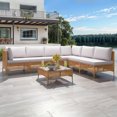 thumbnail image 2 of Dextrus 7 Pieces Patio Conversation Set, Outdoor L Sectional PE Rattan Wicker Furniture Set with Coffee Table - Beige, 2 of 10