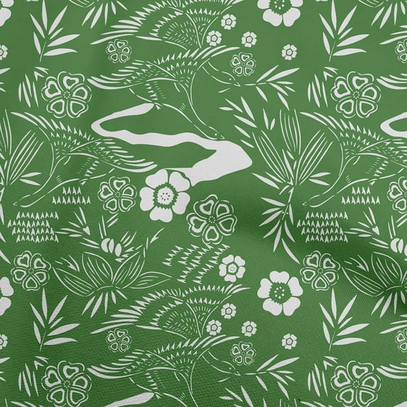 oneOone Georgette Viscose Green Fabric Asian Japanese Pattern Diy Clothing Quilting Fabric Print Fabric By Yard 42 Inch Wide