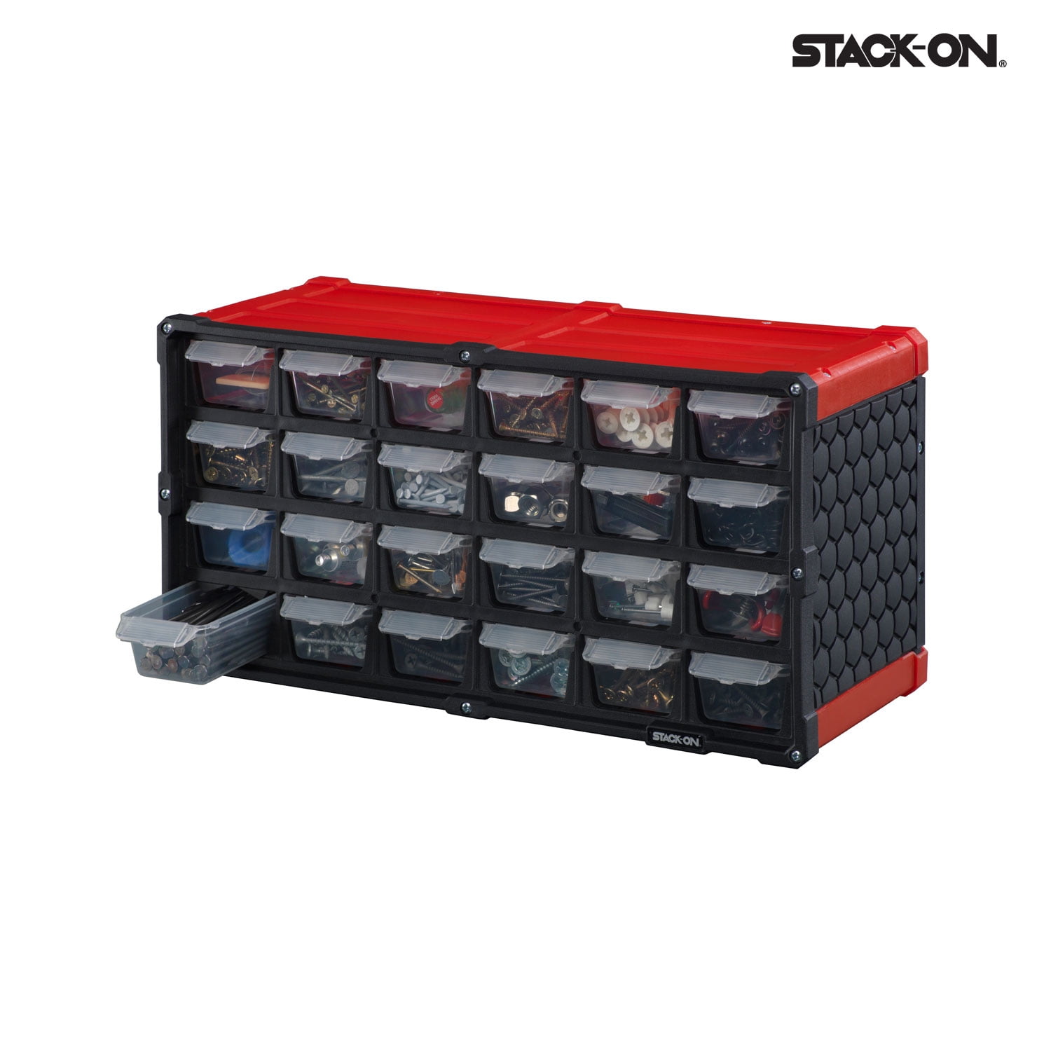 Stack On 24 Drawer Storage Cabinet Red Black