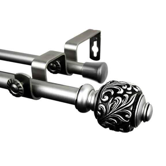Home Window Tilly Double Curtain Rod 28-48 inch - Satin Nickel