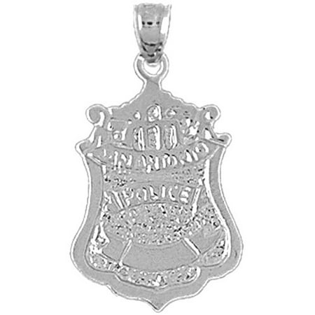 14K White Gold San Antonio Police Pendant - 26 mm