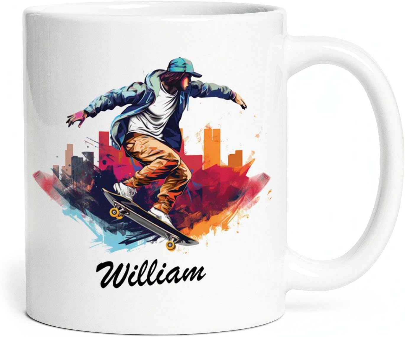 Personalized Name On A Hand Writing A Colorful Book Travel Mug Customized White Ceramic Cup For Kids Great Custom Writer Themed Keepsake Coffee Cup On Special Celebrations 11 OZ Mugs